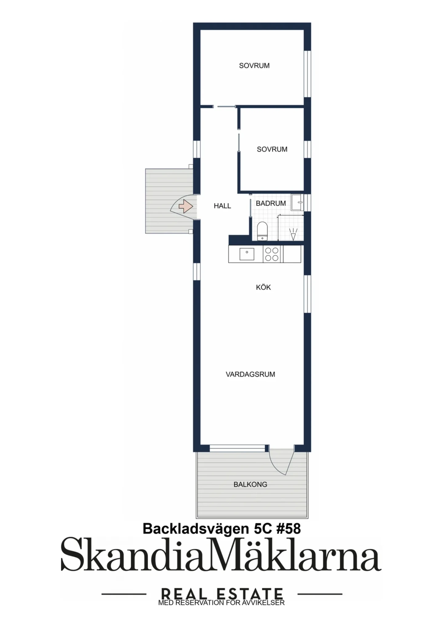 Planritning, Backladsvägen 5C - Terassen #58