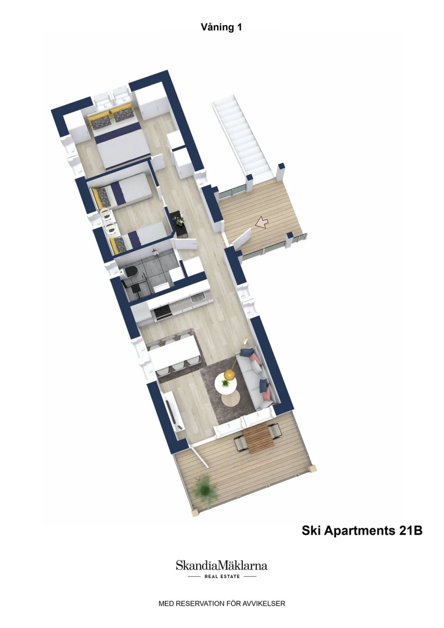Planritning, Ski Apartment 21B - Nedre Ängsvägen 21B
