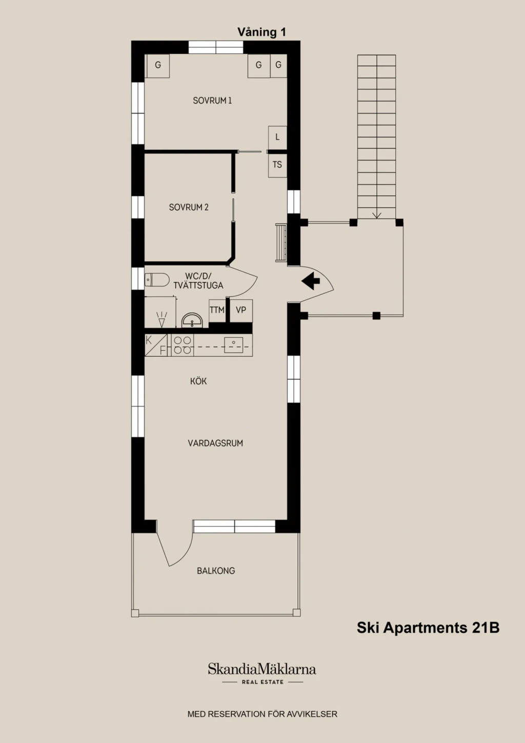 Planritning, Ski Apartment 21B - Nedre Ängsvägen 21B