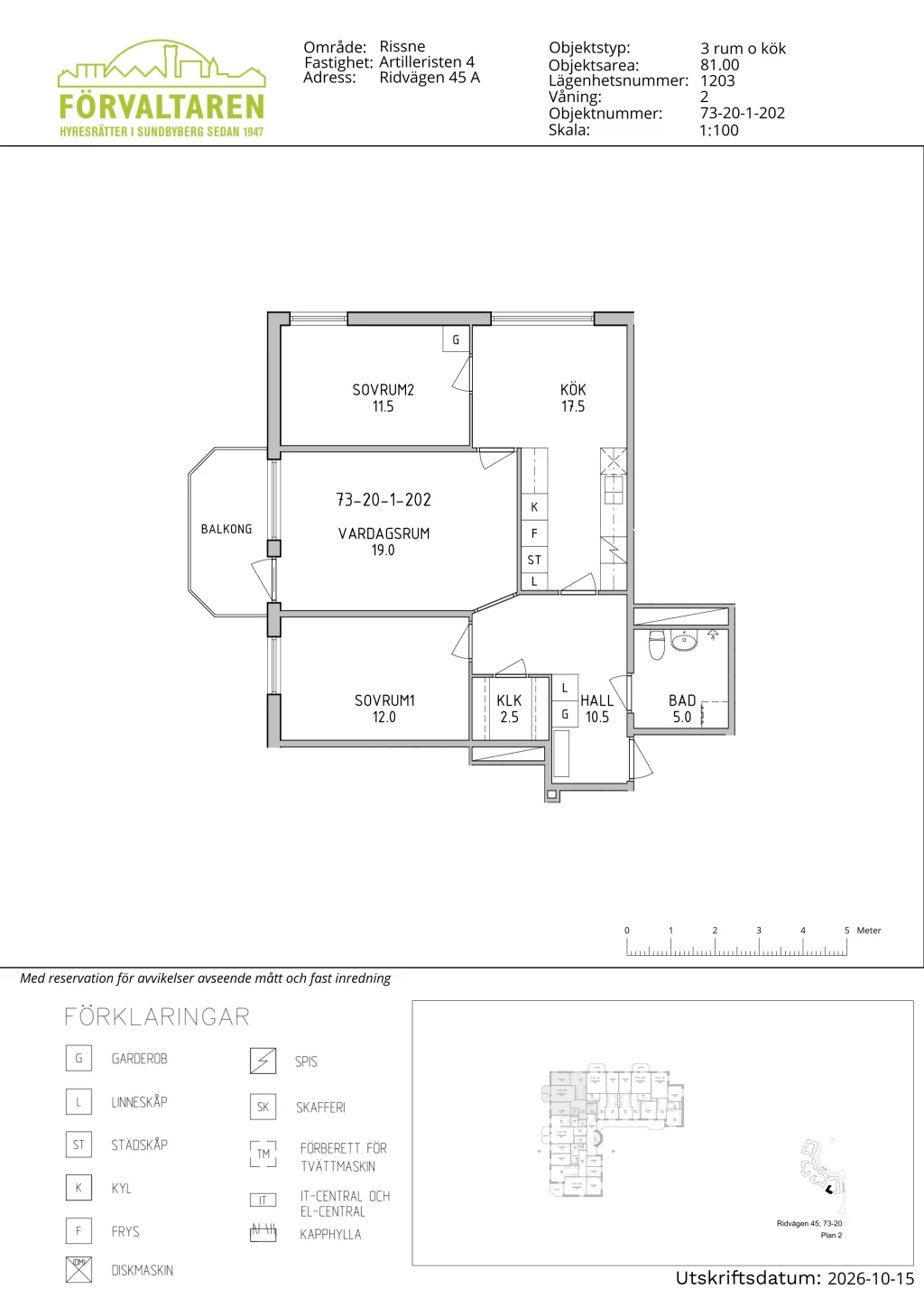 Planritning, Ridvägen 45A