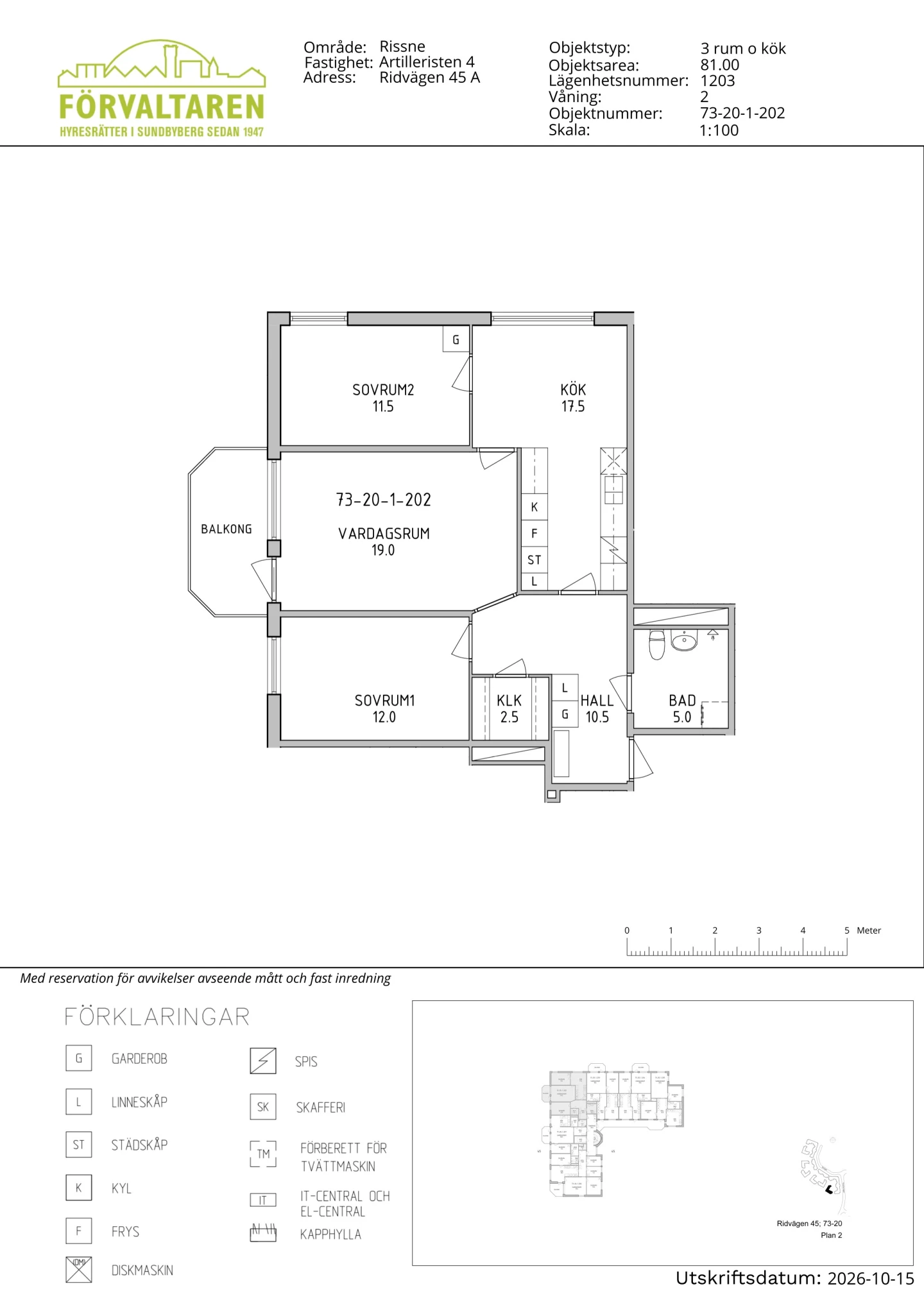 Planritning, Ridvägen 45A