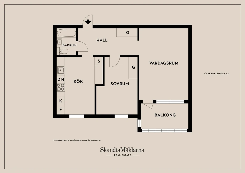 Planritning, Övre Hallegatan 42