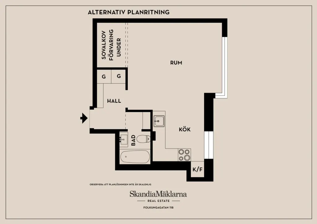 Bostadsrätt med 1 rum på Folkungagatan 118 i Stockholm, bild 2 av 4