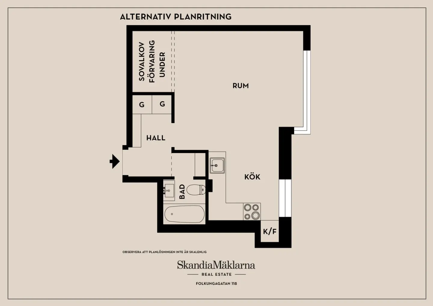 Bostadsrätt med 1 rum på Folkungagatan 118 i Stockholm, bild 2 av 4