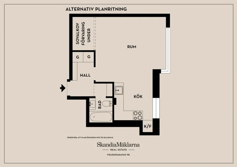 Bostadsrätt med 1 rum på Folkungagatan 118 i Stockholm, bild 2 av 4
