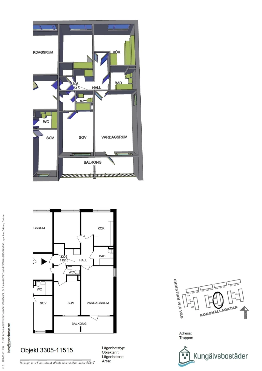 Planritning, Kongahällagatan 84B