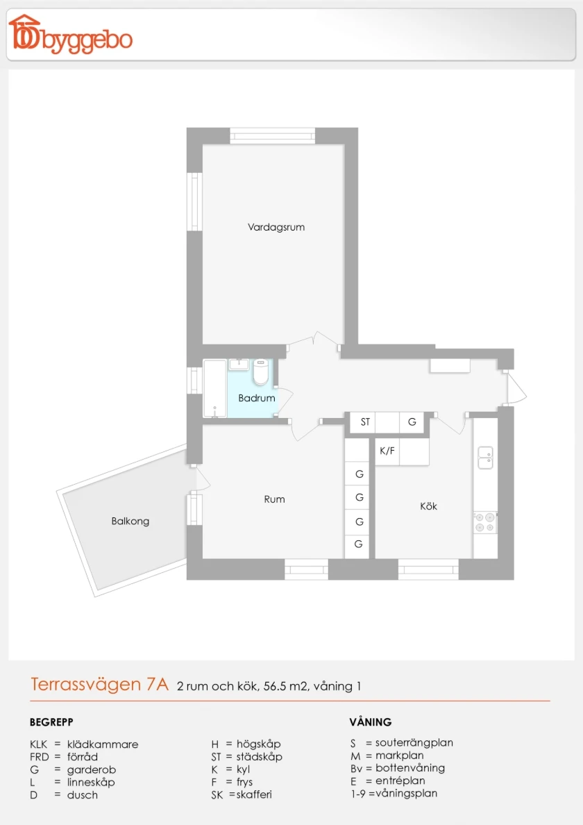 Planritning, Terrassvägen 7A
