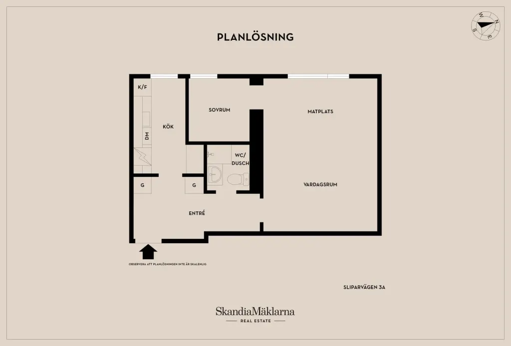Bostadsrätt med 1 rum på Sliparvägen 3A i Nyköping, bild 3 av 4