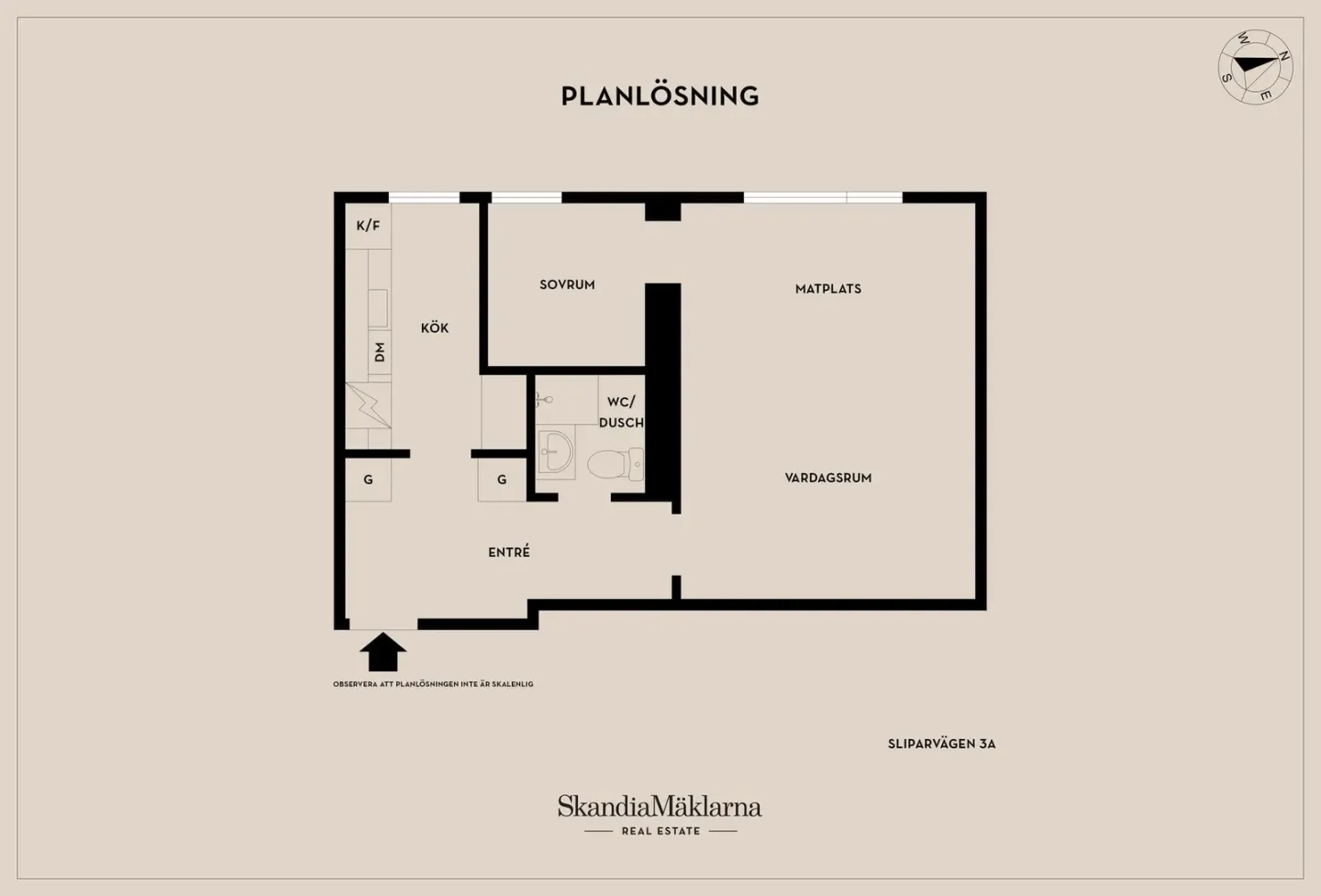 Bostadsrätt med 1 rum på Sliparvägen 3A i Nyköping, bild 3 av 4