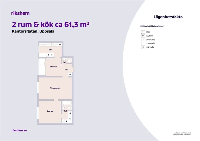 Hyresrätt med 2 rum på Kantorsgatan 46 - 450 i Uppsala, bild 5 av 5